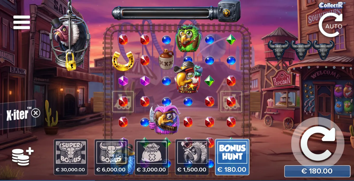 Pirots 3 speelautomaat toont een bonusronde met schatkisten en gouden munten.